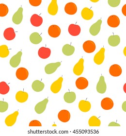 seamless pattern with apples, oranges and pears