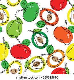 Seamless pattern with apples and pears