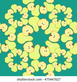 Seamless pattern with apples and pears in a cut vector illustration
