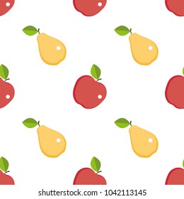 seamless pattern of apples and pears on a white background