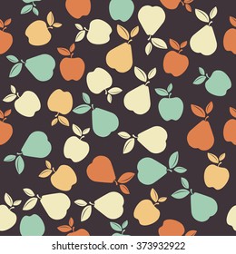 Seamless pattern with apples and pears. Perfect for wallpapers, surface textures, textile, kids cloth, pattern fills, web page and more creative designs. 