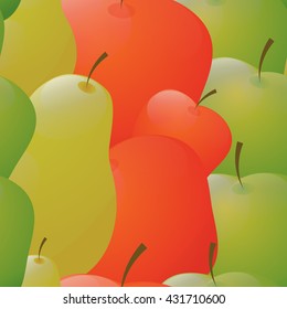 seamless pattern apples and pears realistic juicy fresh fruit