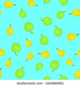 Seamless pattern with apples and pears. Vector illustration