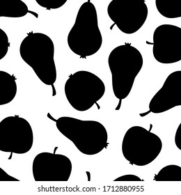 Seamless pattern of apples and pears. Vector illustration on a white background. 