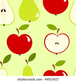 Seamless pattern with apples and pears. Vector