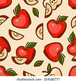 Seamless pattern with apples for print, card, posters, decoration, cover, textiles. Vector illustration.