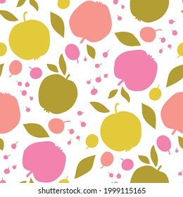 Seamless pattern with apples and summer fruits