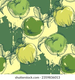 Seamless pattern with apples. Trendy hand drawn print. Modern abstract design for paper, cover, fabric, interior decor and other users.