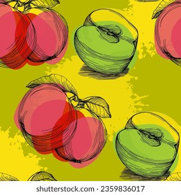 Seamless pattern with apples. Trendy hand drawn print. Modern abstract design for paper, cover, fabric, interior decor and other users.