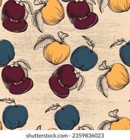 Seamless pattern with apples. Trendy hand drawn print. Modern abstract design for paper, cover, fabric, interior decor and other users.