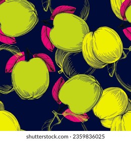 Seamless pattern with apples. Trendy hand drawn print. Modern abstract design for paper, cover, fabric, interior decor and other users.