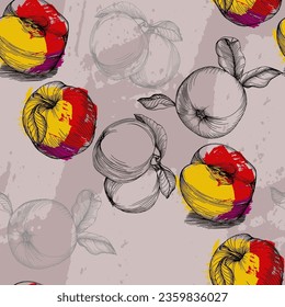 Seamless pattern with apples. Trendy hand drawn print. Modern abstract design for paper, cover, fabric, interior decor and other users.