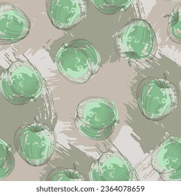 Seamless pattern with apples. Trendy hand drawn print. Modern abstract design for paper, cover, fabric, interior decor and other users.