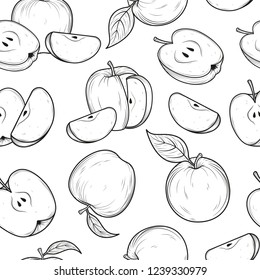 Seamless pattern with apples. Vector illustration.