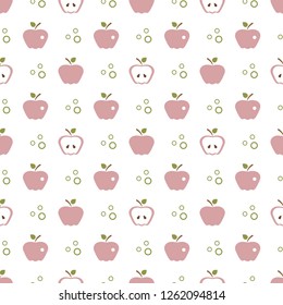 Seamless pattern with apples. Vector illustration with apple and leaf. Fruit background. Design for poster, textile, greeting card.