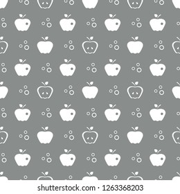 Seamless pattern with apples. Vector illustration with apple and leaf. Fruit background. Design for poster, textile, greeting card.