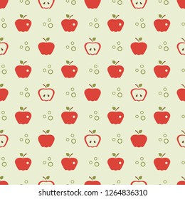 Seamless pattern with apples. Vector illustration with apple and leaf. Fruit background. Design for poster, textile, greeting card.