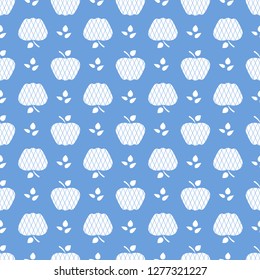 Seamless pattern with apples. Vector illustration with apple and leaf. Fruit background. Design for poster, textile, greeting card.
