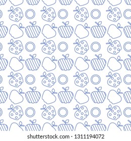 Seamless pattern with apples. Vector illustration with apple and leaf. Fruit background. Design for poster, textile, greeting card.