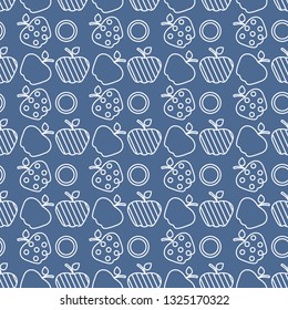 Seamless pattern with apples. Vector illustration with apple and leaf. Fruit background. Design for poster, textile, greeting card.