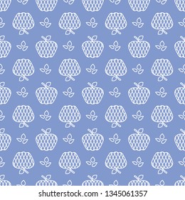 Seamless pattern with apples. Vector illustration with apple and leaf. Fruit background. Design for poster, textile, greeting card.
