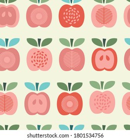 Seamless pattern with apples. Vector illustration. 