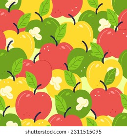 Seamless pattern with apples. vector illustration background.