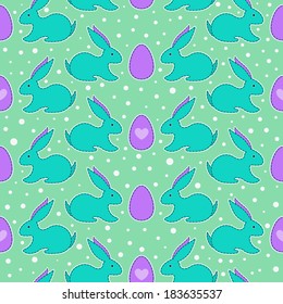 Seamless pattern with application Easter rabbits. Vector background.