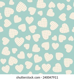 Seamless pattern with applique hearts. Vector background