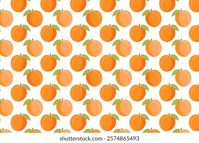 Seamless pattern with apricots on a white background.