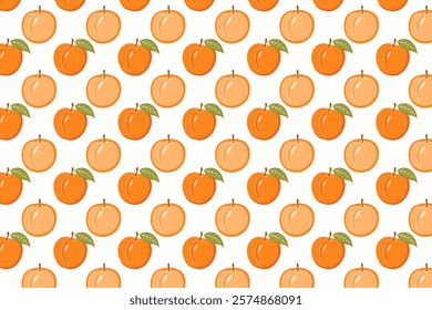 Seamless pattern with apricots on a white background.