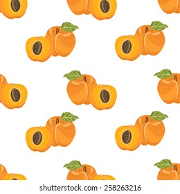 Seamless pattern with apricots. Vector illustration for your design