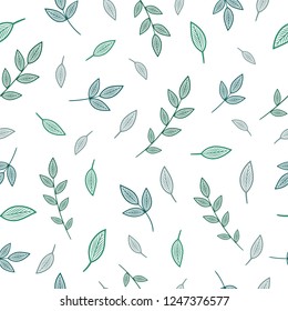 Seamless pattern with aquamarine and blue branches and leaves on a white background.Pastel print for fabric,wrapping paper,greeting cards,wedding invitations,wallpaper,mugs,background for your design