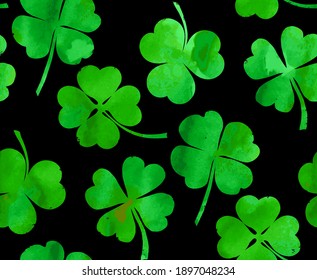Seamless pattern of aquarelle clover. Vector illustration
