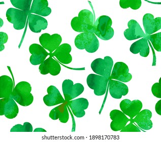 Seamless pattern of aquarelle clover. Vector illustration