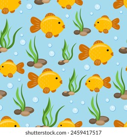 Seamless pattern with aquarium fish
