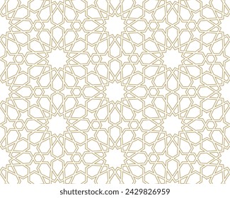 Seamless pattern in arabesque mosaic Islamic art, isolated on a white background 