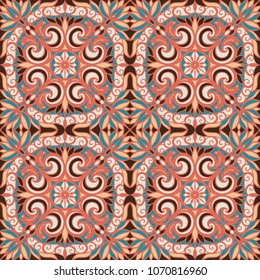 Seamless pattern with arabesques in retro style. Vector illustration.