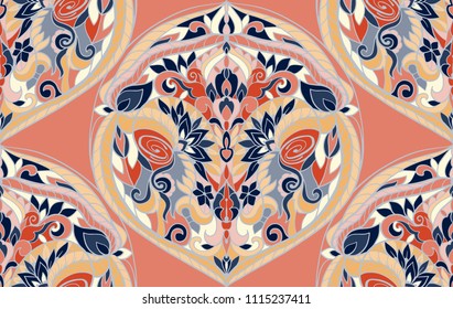 Seamless pattern with arabesques in retro style. Vector illustration.