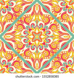 Seamless pattern with arabesques in retro style. Vector illustration.