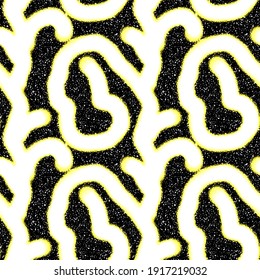 Seamless pattern with arabesques in retro style. Gold embroidery. Drawing with dots.  Vector illustration.