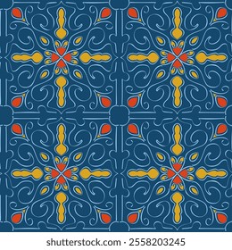 Seamless pattern with arabesques in retro style. Vector illustration.