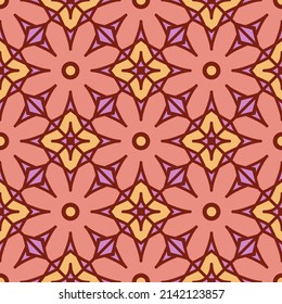 Patrón sin foco con ornamento geométrico árabe. Fondo de mosaico oriental abstracto de color vectorial