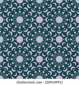 Seamless Pattern With Arabic Geometric Ornament. Vector Colorful Abstract Oriental Mosaic Background