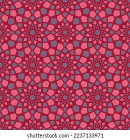 Seamless pattern with arabic geometric ornament. Vector colorful abstract oriental mosaic background