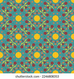 Seamless pattern with arabic geometric ornament. Vector colorful abstract oriental mosaic background