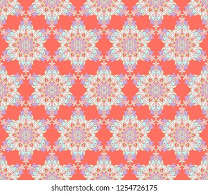 Seamless pattern in arabic or indian style. Arabesque mandala indian motif retro vintage
