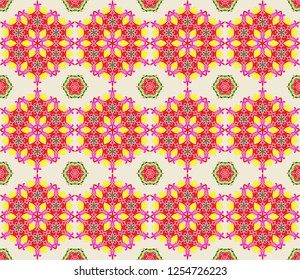 Seamless pattern in arabic or indian style. Arabesque mandala indian motif retro vintage