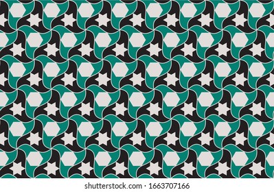 Seamless pattern with Arabic motifs in 3 colors. Vector illustration.