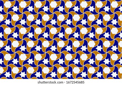 Seamless pattern with Arabic motifs in 3 colors. Vector illustration.